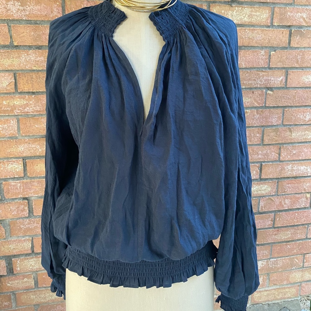 Blue V neck Blouse 👚